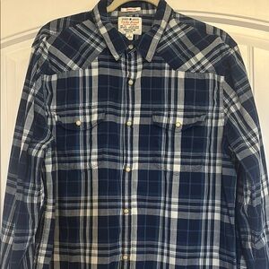Lucky Brand size L Men's Blue Plaid long sleeve Shirt